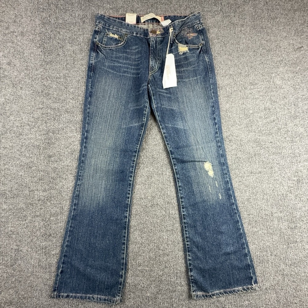 Y2K Levi's 518 Superlow Bootcut Jeans Juniors 11 Medium Wash Blue Distressed
